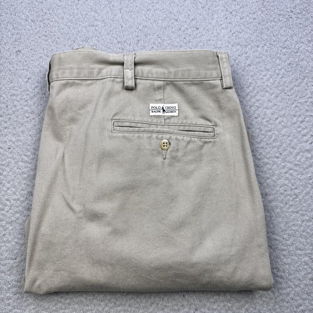 Polo Ralph Lauren Shorts Mens 38 Khaki Chino Tyler Pleated Front Cotton Y2K